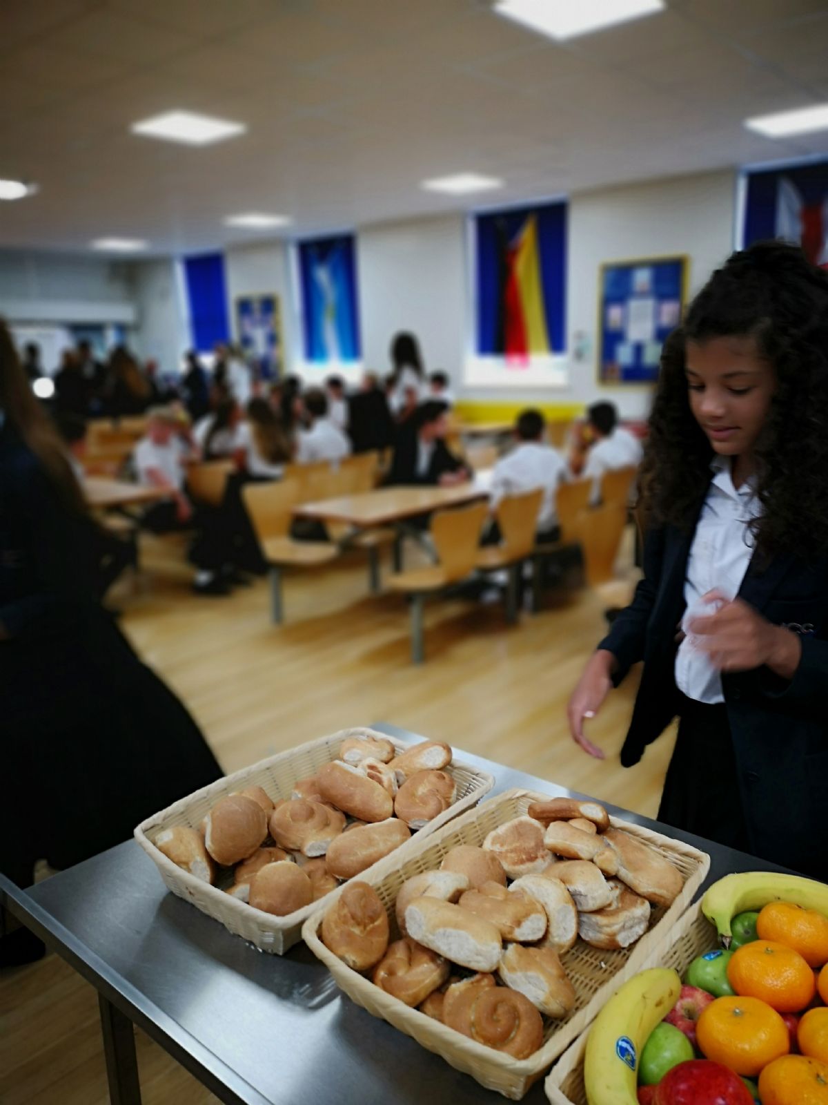 Students choosing food items