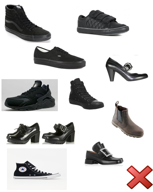 Unacceptable shoe styles