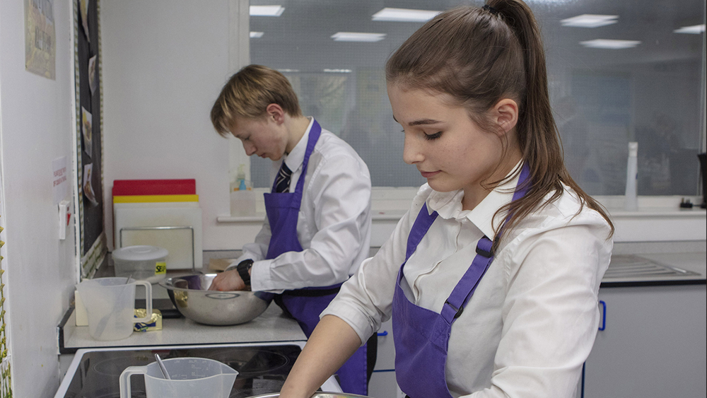 Students preparing food