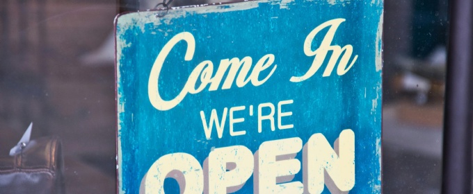"Come in, We're open" sign