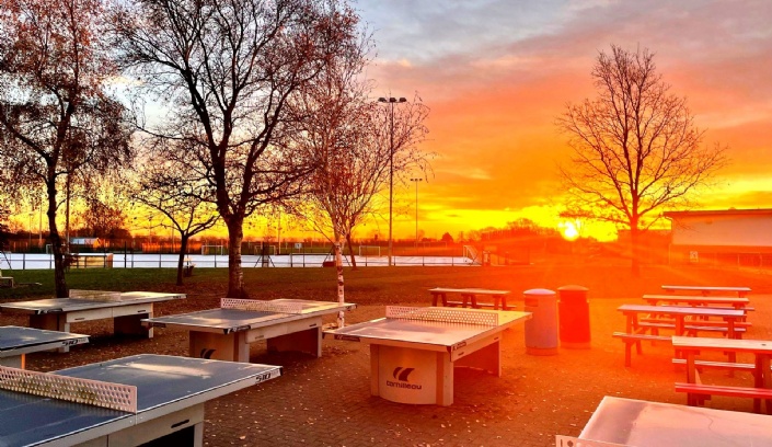 Sunrise over school