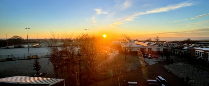 Sunrise over school