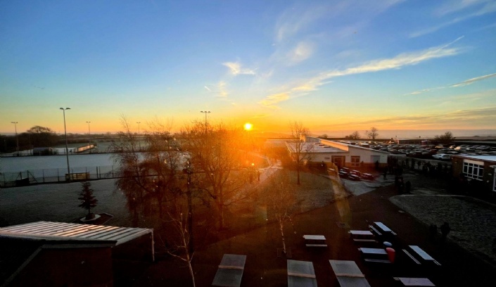 Sunrise over school